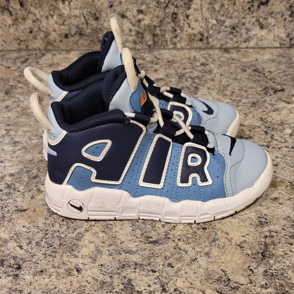 NIKE AIR MORE UPTEMPO STORM BLACKENED BLUE Boys Sneakers CK0825-404 Size 9c